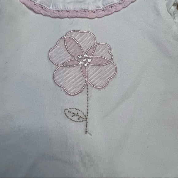 Mayoral Pink Embroidered Flowers Ruffles Blouse Eyelet Shorts Set 1-2 Months - Picture 7 of 7